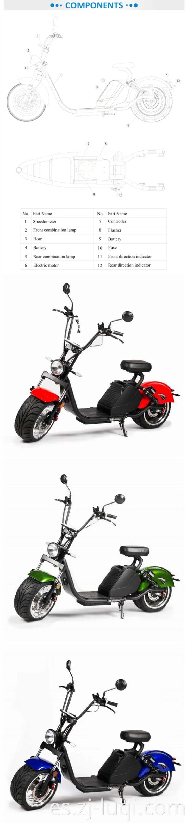 Venta al por mayor Best Buy 2020 New Motorcycle EEC Gore Tire 1500W / 3000W CityCoCo Adult Chopper Scooter Electric